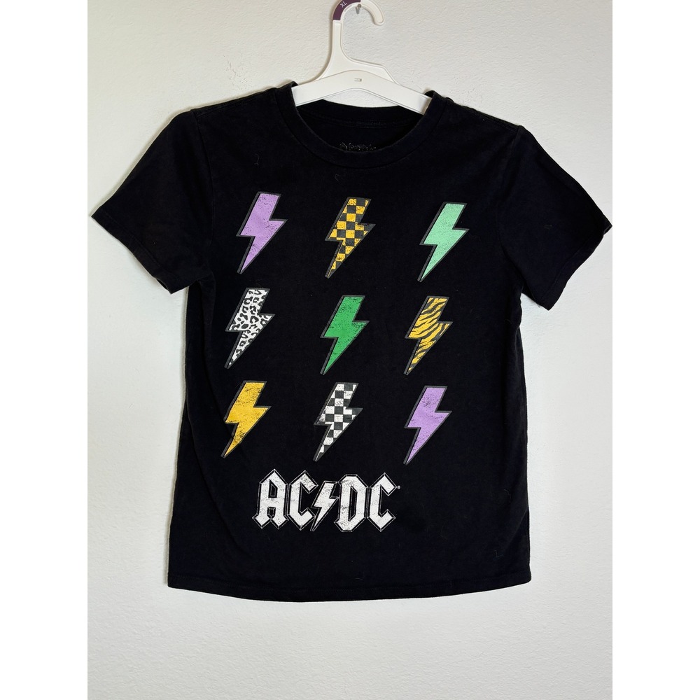 AC/DC Lightning Bolt Graphic Tee Black Short Sleeve Small Band Rock T-Shirt